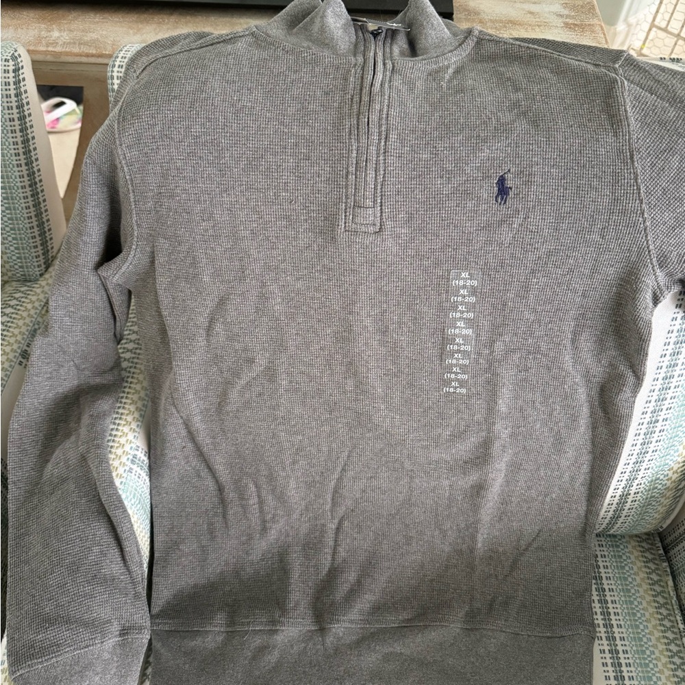 Boys Polo RL XL 18-20 Gray Pullover NWT